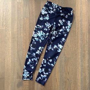 Zella Floral Leggings Stretchy Girls Size 10/12 Blue White Green